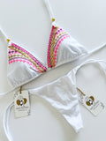 Lola White Embroidered Handmade Bikini Set