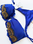 Strapless Blue Beaded Colombian Bikini Set