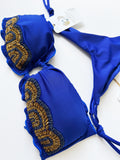 Strapless Blue Beaded Colombian Bikini Set