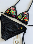 Spring Tropical Black Handmade Bikini Set