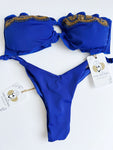 Strapless Blue Beaded Colombian Bikini Set