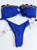 Strapless Blue Beaded Colombian Bikini Set