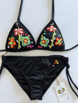 Spring Tropical Black Handmade Bikini Set