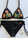 Spring Tropical Black Handmade Bikini Set