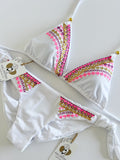 Lolita White Embroidered Handmade Bikini Set