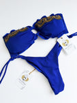 Strapless Blue Beaded Colombian Bikini Set