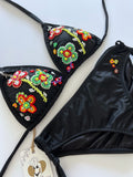 Spring Tropical Black Handmade Bikini Set