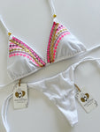 Lola White Embroidered Handmade Bikini Set