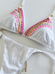 Lola White Embroidered Handmade Bikini Set