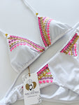 Lolita White Embroidered Handmade Bikini Set