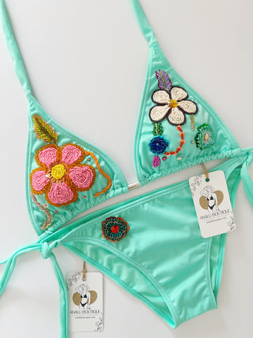 Turquesa Handmade Beaded Bikini Set