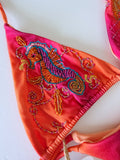 Orange Seahorse Handmade Beaded Bikini Set