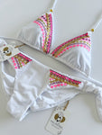 Lolita White Embroidered Handmade Bikini Set