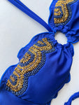 Strapless Blue Beaded Colombian Bikini Set