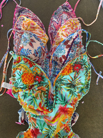 Beaded Tropical Trikinis One-Piece Swimsuit