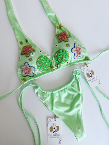 Matcha Handmade Beaded Bikini Set