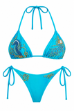 Blue Seahorse Handmade Beaded Bikini Set