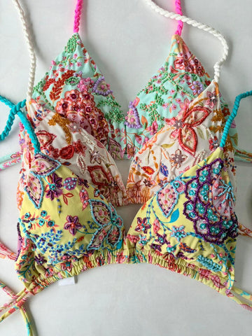 Mix & Match Beaded Embroidered Bikini Tops