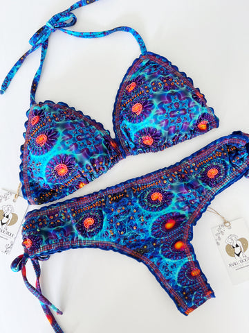 Mystique Boho Blue Beaded Colombian Bikini Set
