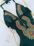 Olive Green Colombian Trikini One-Piece Swimsuit