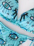 Blue Boho Eye Beaded Bikini Set