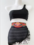 Boho Fringe Black Cover-Up Skirt