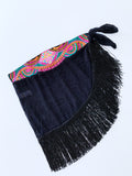 Boho Fringe Black Cover-Up Skirt